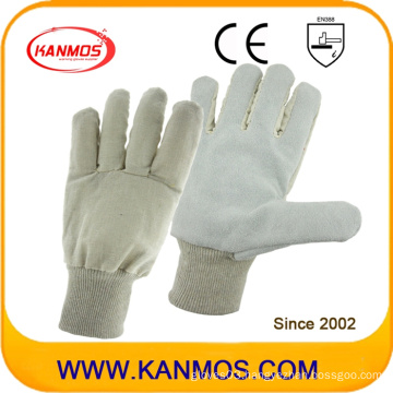 Cowhide Split Leather Industrial Safety Work Gloves with White Wrist Cuff (11021)